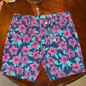 Floral Print Shorts in Pink and Green